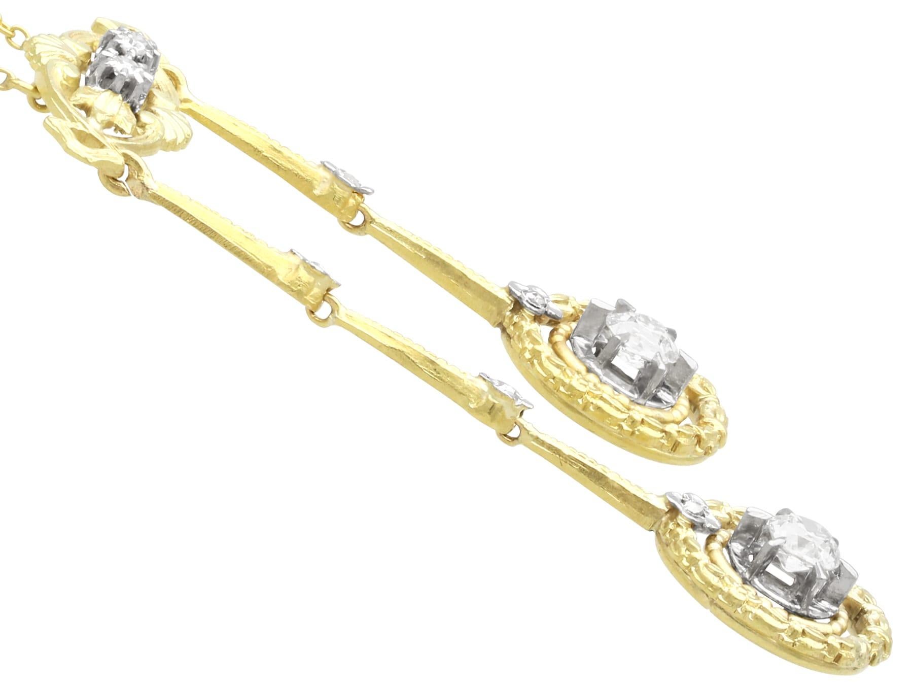 da uomo o donna Collana in oro giallo 18 carati con diamante da 0,93 carati - Antica CIRCA 1920 in vendita