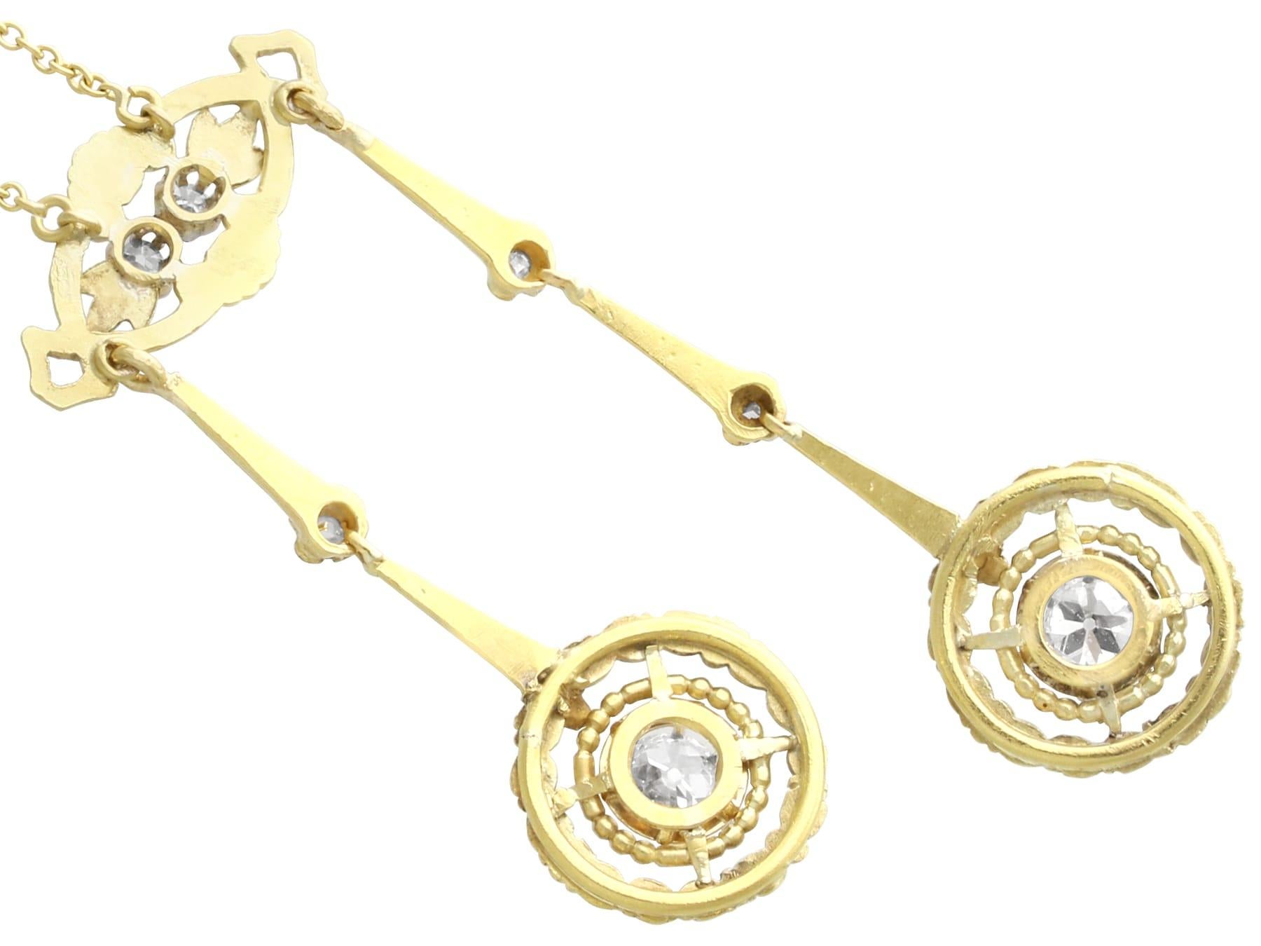 Collana in oro giallo 18 carati con diamante da 0,93 carati - Antica CIRCA 1920 in vendita 1