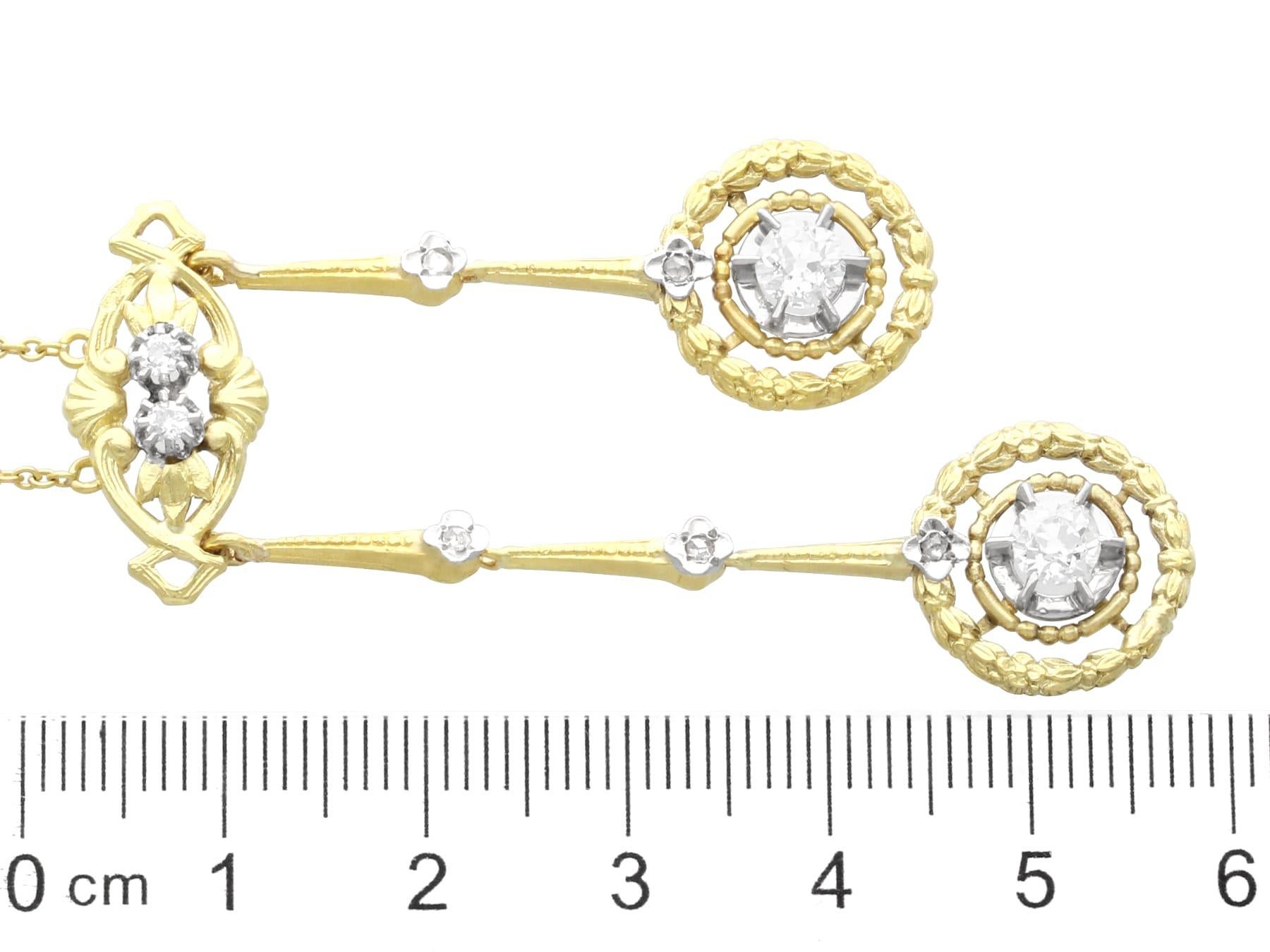Collana in oro giallo 18 carati con diamante da 0,93 carati - Antica CIRCA 1920 in vendita 2