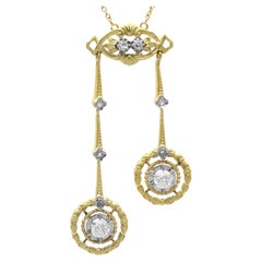 0.93 Carat Diamond 18 Karat Yellow Gold Necklace - Antique Circa 1920