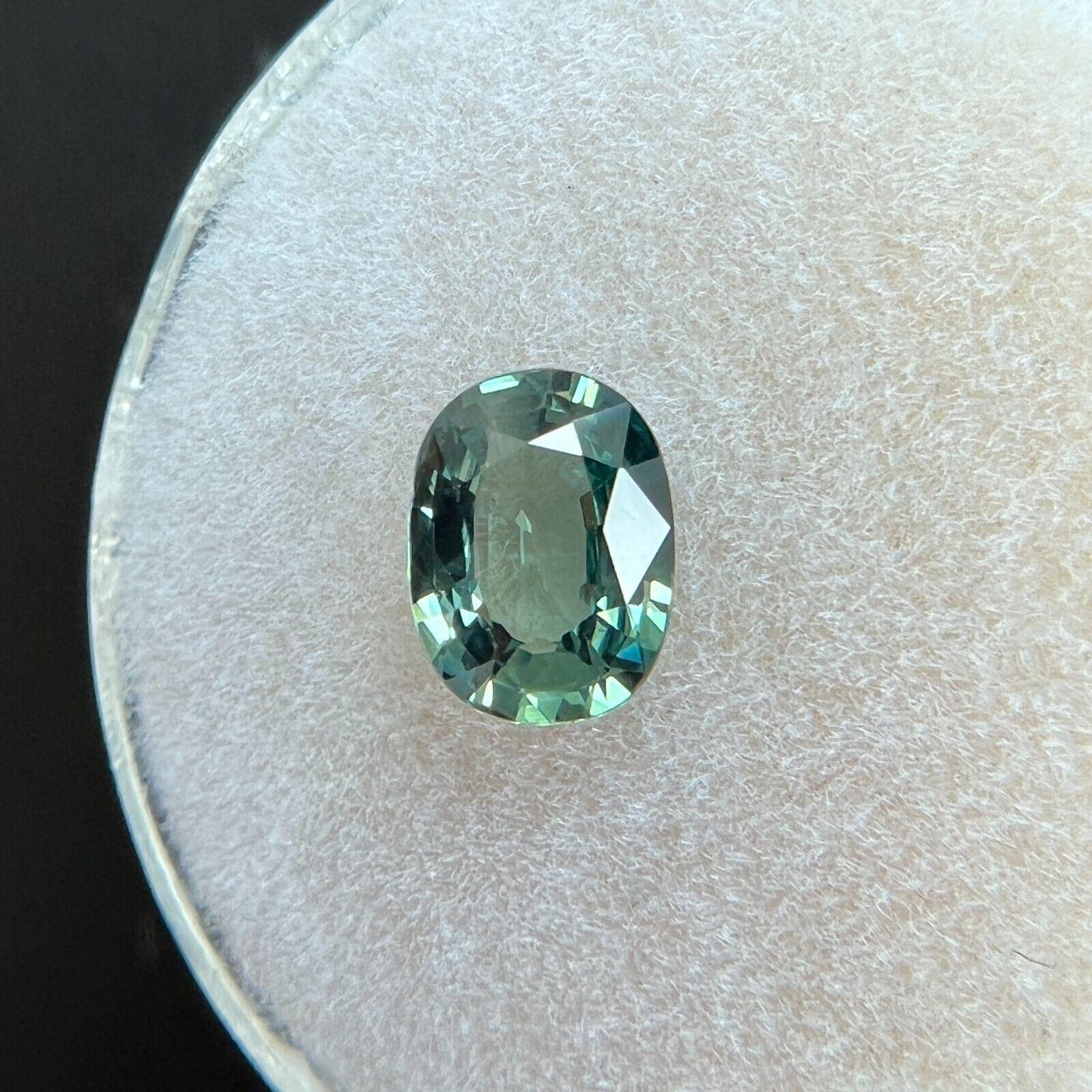 0.93ct Zaffiro australiano verde blu vivo naturale taglio ovale VVS 1