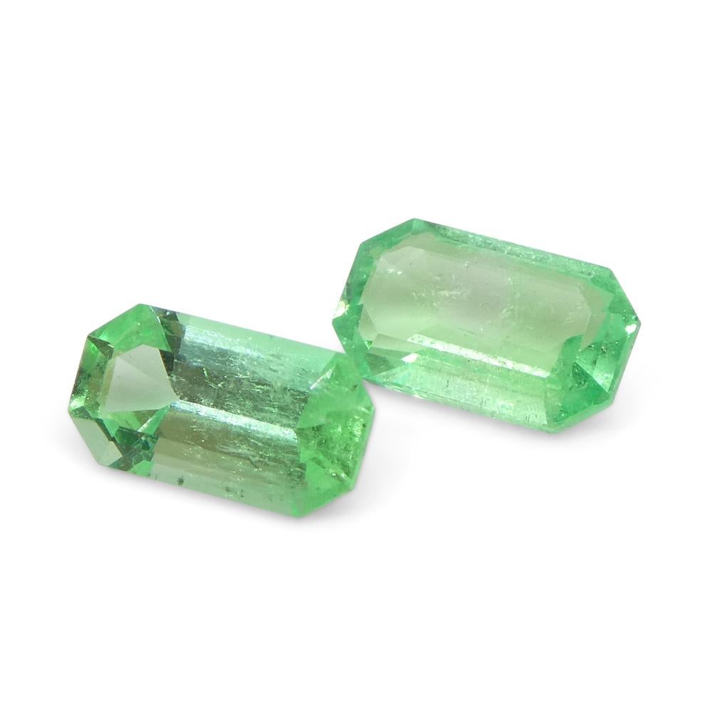 0.93ct Pair Emerald Cut Green Emerald from Colombia For Sale 6