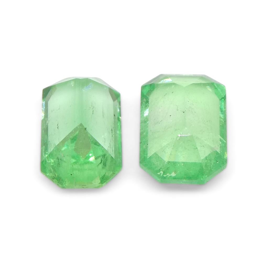 0.93ct Pair Emerald Cut Green Emerald from Colombia For Sale 8