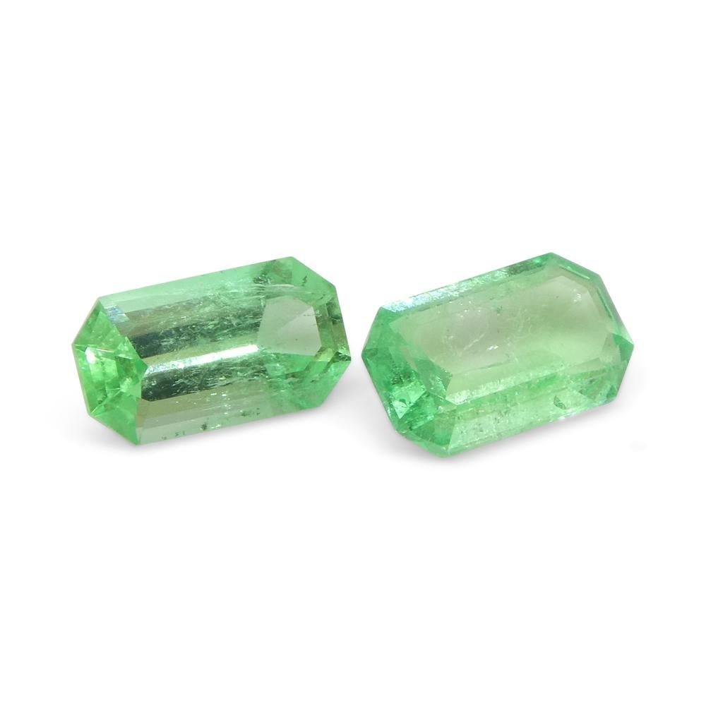 0.93ct Pair Emerald Cut Green Emerald from Colombia In New Condition For Sale In Toronto, Ontario