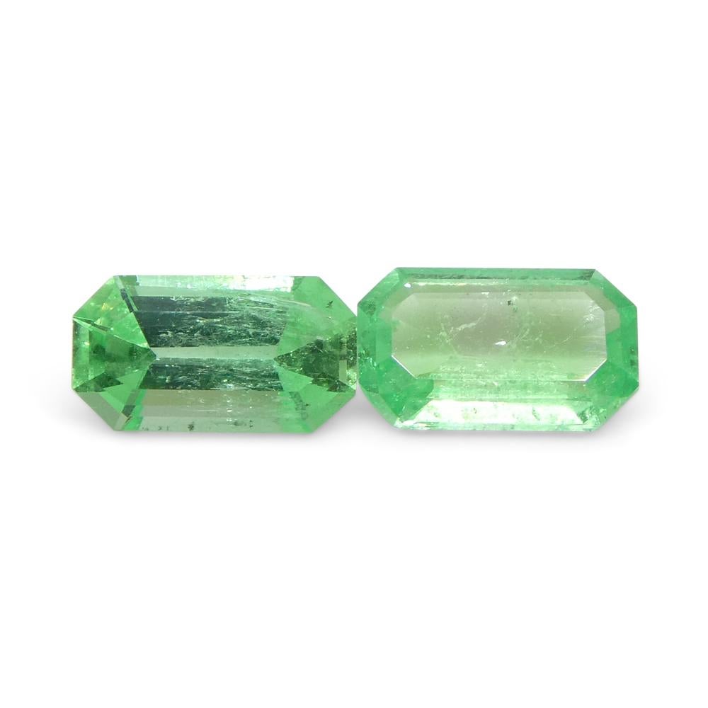 0.93ct Pair Emerald Cut Green Emerald from Colombia For Sale 4