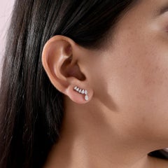 0.93Ct Pear Diamond Climber Earrings in 18K White Gold Marquise Design