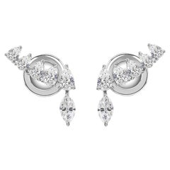 0.93Ct Pear Diamond Climber Earrings in 18K White Gold Marquise Design