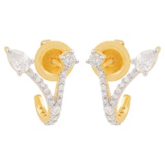 0,93Ct SI Chiarezza HI Colore Forma Y Diamante Orecchini in oro giallo 14 carati