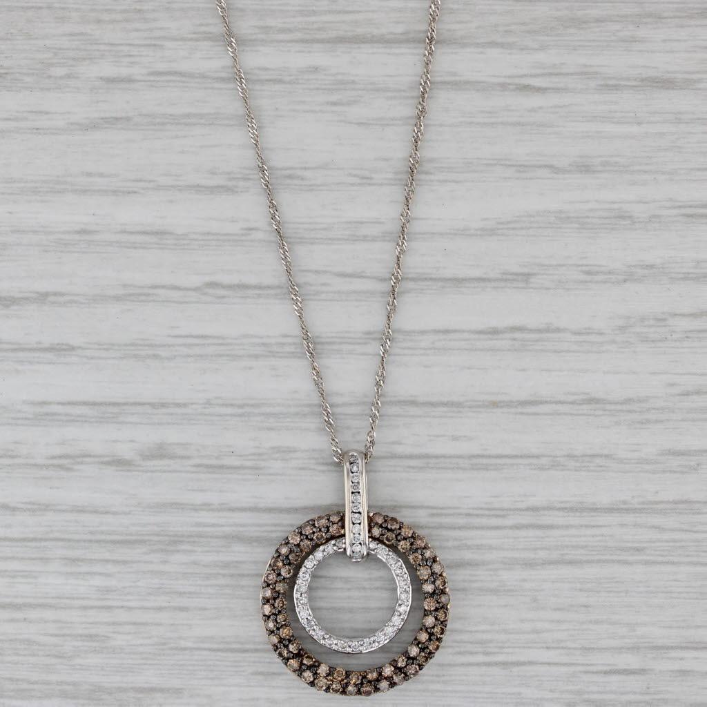 0.93ctw Diamante Eternidad Círculos Colgante Collar Oro 14k 19" Cadena Singapur en venta