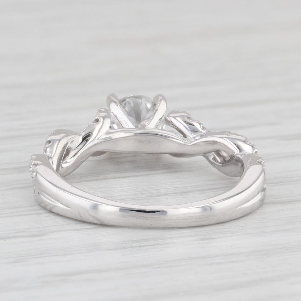Round Cut 0.93ctw Round Diamond Twisted Rope Engagement Ring GIA Size 6 14k White Gold