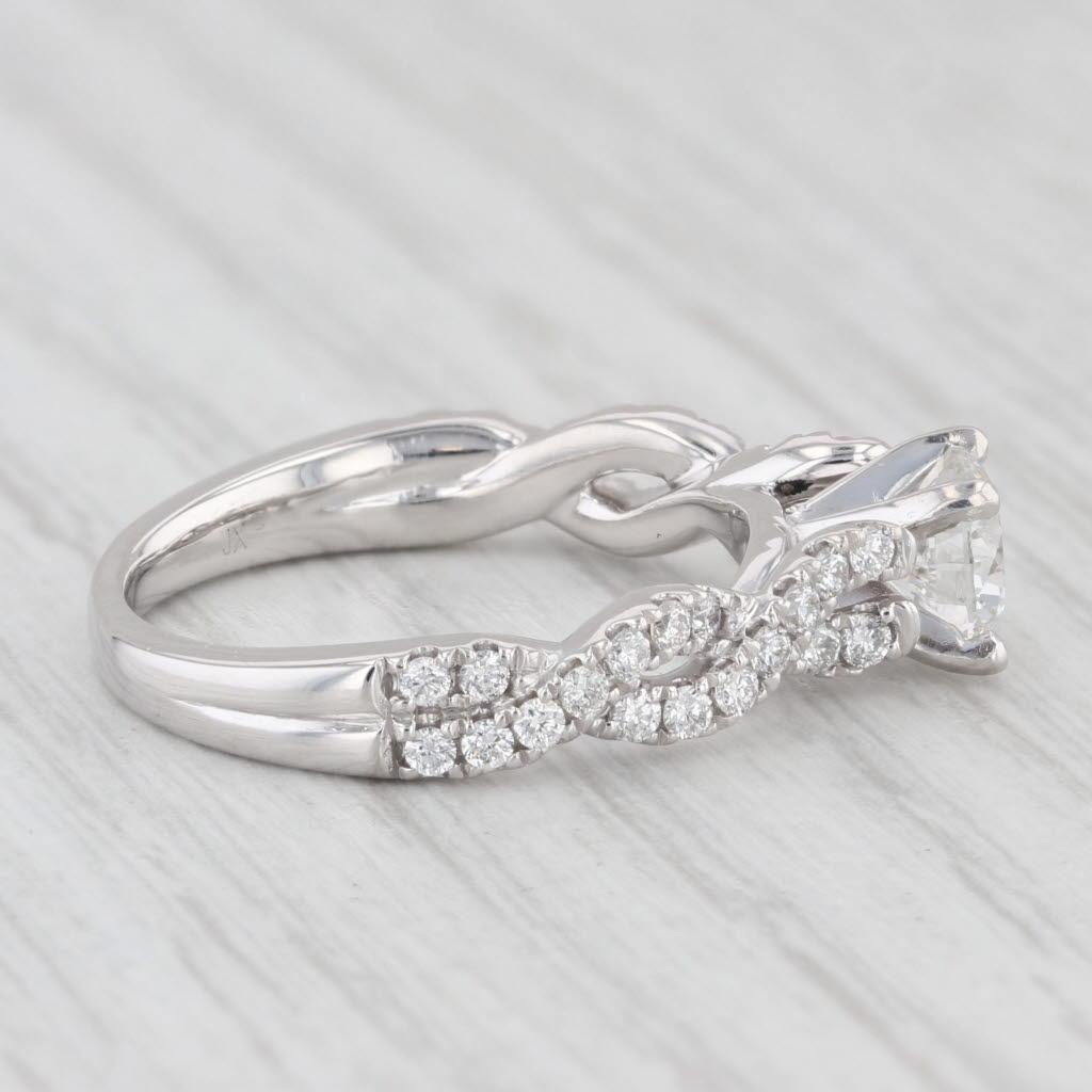 0.93ctw Round Diamond Twisted Rope Engagement Ring GIA Size 6 14k White Gold In Good Condition In McLeansville, NC