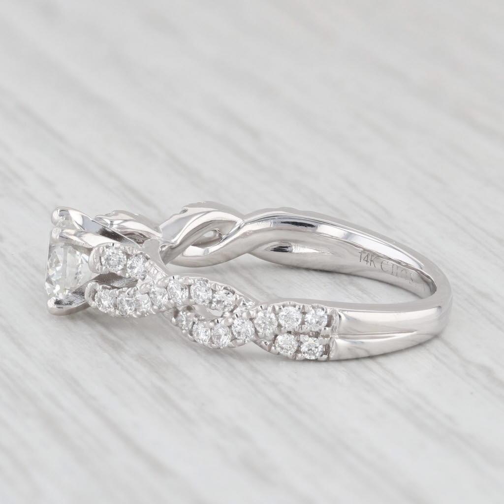 0.93ctw Round Diamond Twisted Rope Engagement Ring GIA Size 6 14k White Gold 1