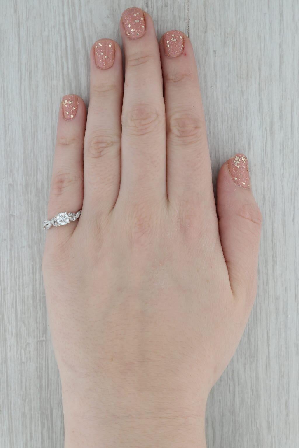 0.93ctw Round Diamond Twisted Rope Engagement Ring GIA Size 6 14k White Gold 3
