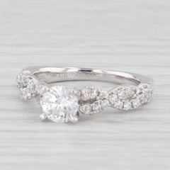 0.93ctw Round Diamond Twisted Rope Engagement Ring GIA Size 6 14k White Gold