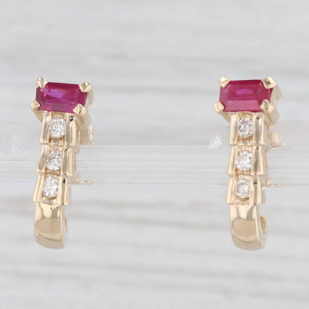 Orecchini con gocce in oro giallo 14k con diamante e rubino da 0,93 ct. In condizioni buone in vendita a McLeansville, NC