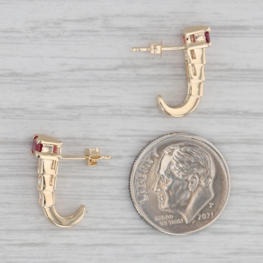 Orecchini con gocce in oro giallo 14k con diamante e rubino da 0,93 ct. in vendita 1