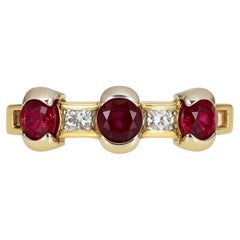 0.93tcw AAA+ 14K Natural Ruby & Diamond Stacking Ring Band