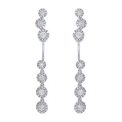 0.94 Carat 14 Karat White Gold Diamond Earring Jacket with Studs