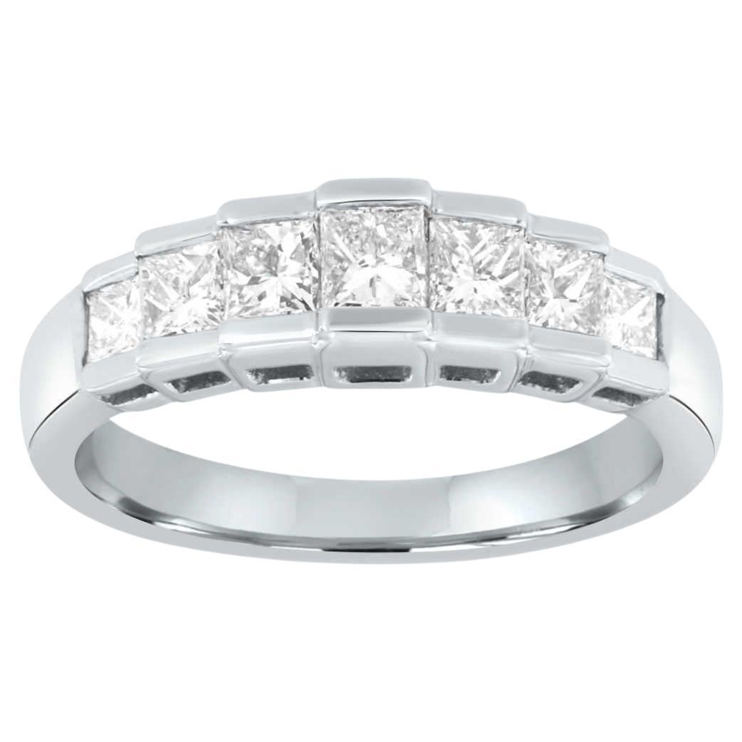 Anillo de diamantes talla princesa para mujer en oro blanco de 18 quilates de 0,94 quilates