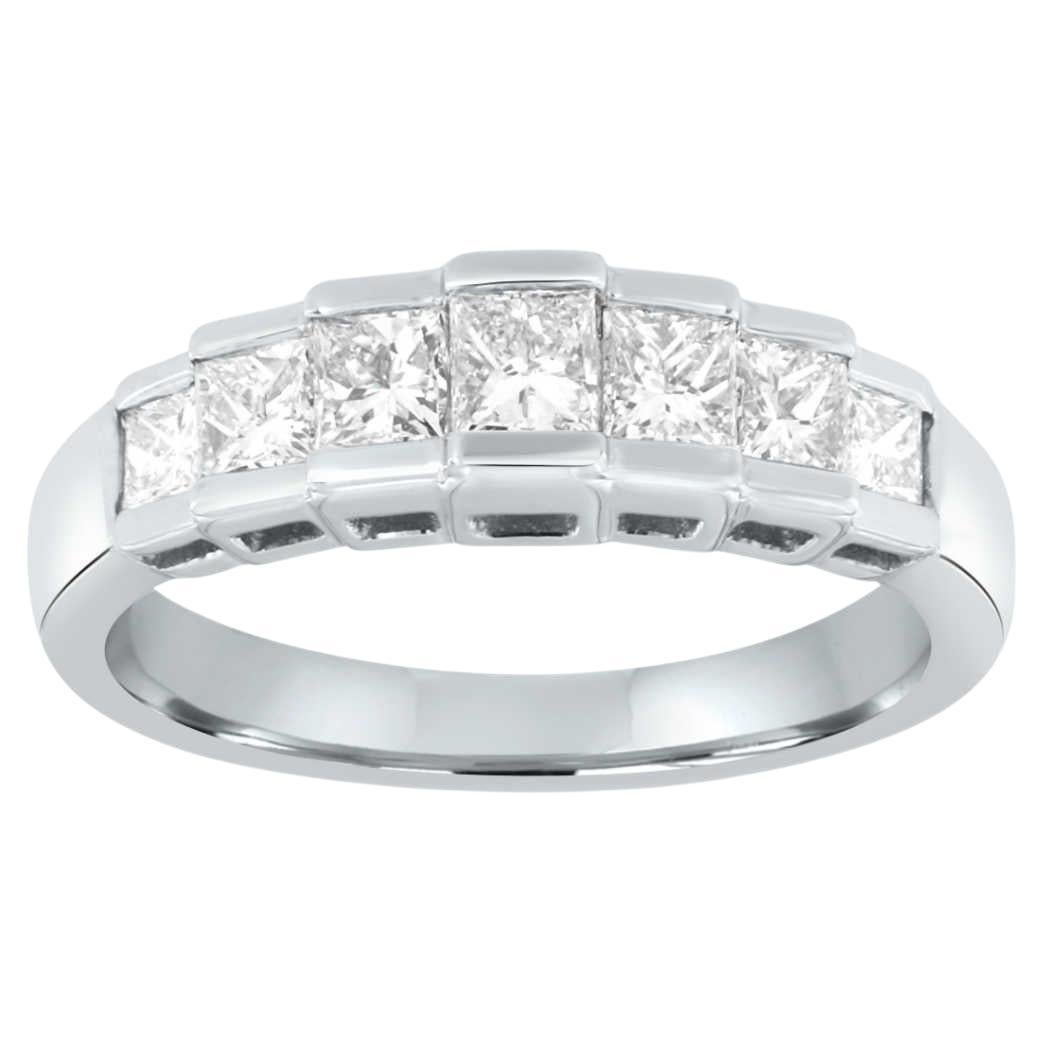 Bague pour femme en or blanc 18 carats avec diamant taille princesse de 0,94 carat