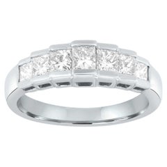 0.94 Carat 18K White Gold Women's Princess Cut Diamond Ring