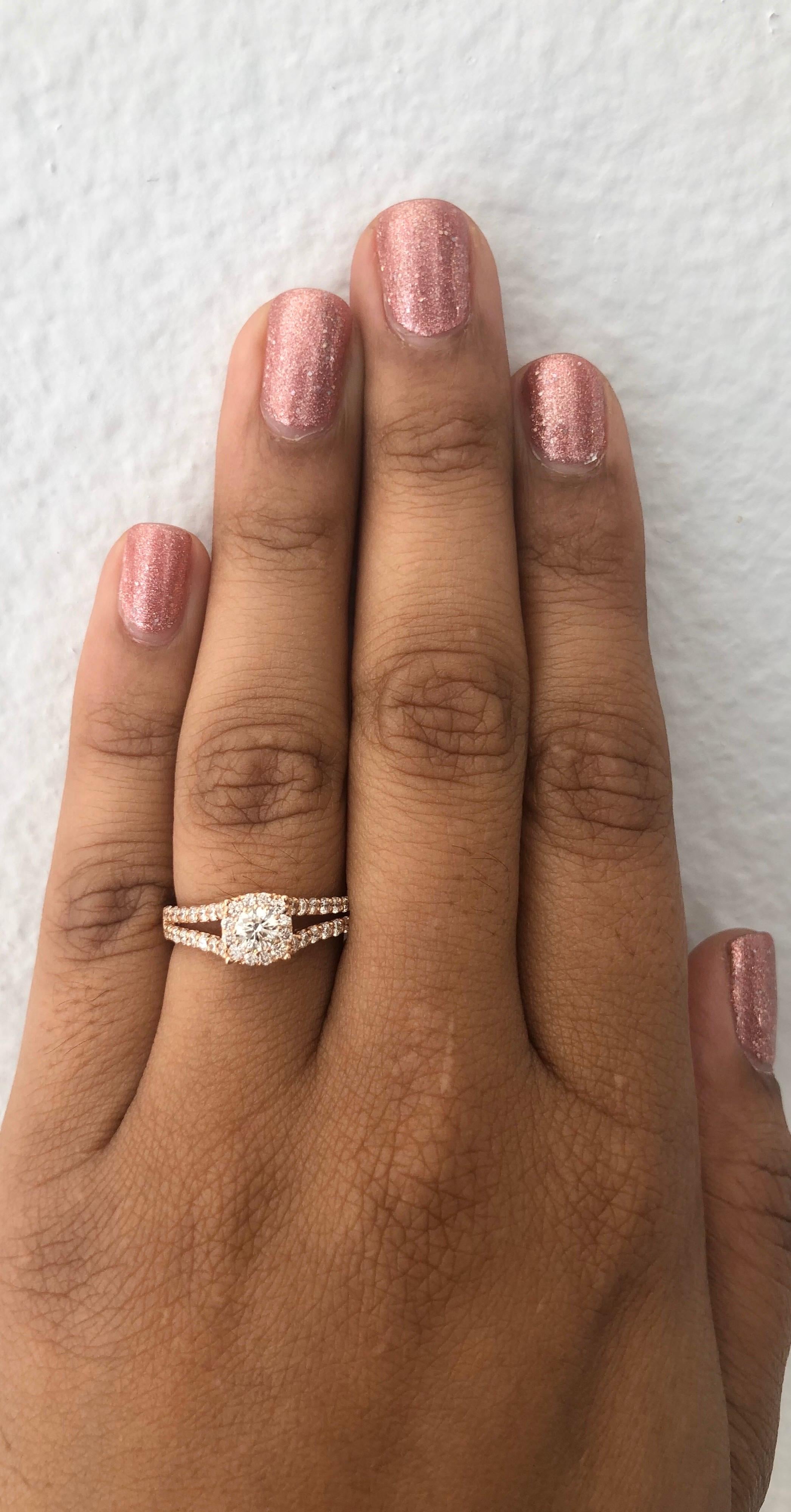 0.94 Carat Diamond 14 Karat Rose Gold Bridal Ring In New Condition In Los Angeles, CA