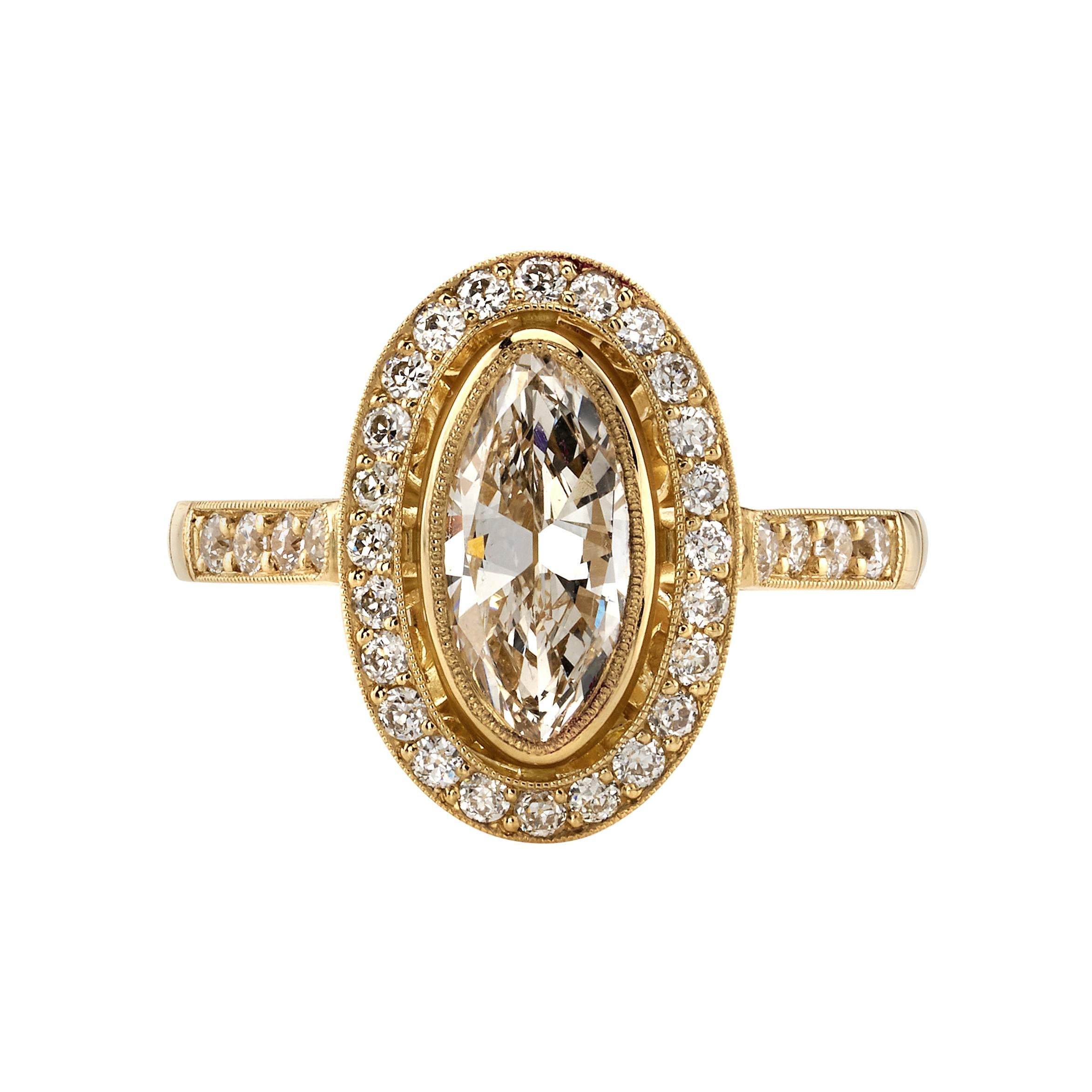 Handcrafted Camille Oval Marquise Cut Diamond Ring by Single Stone