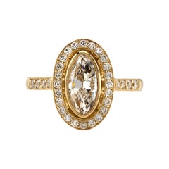Handcrafted Camille Oval Marquise Cut Diamond Ring by Single Stone