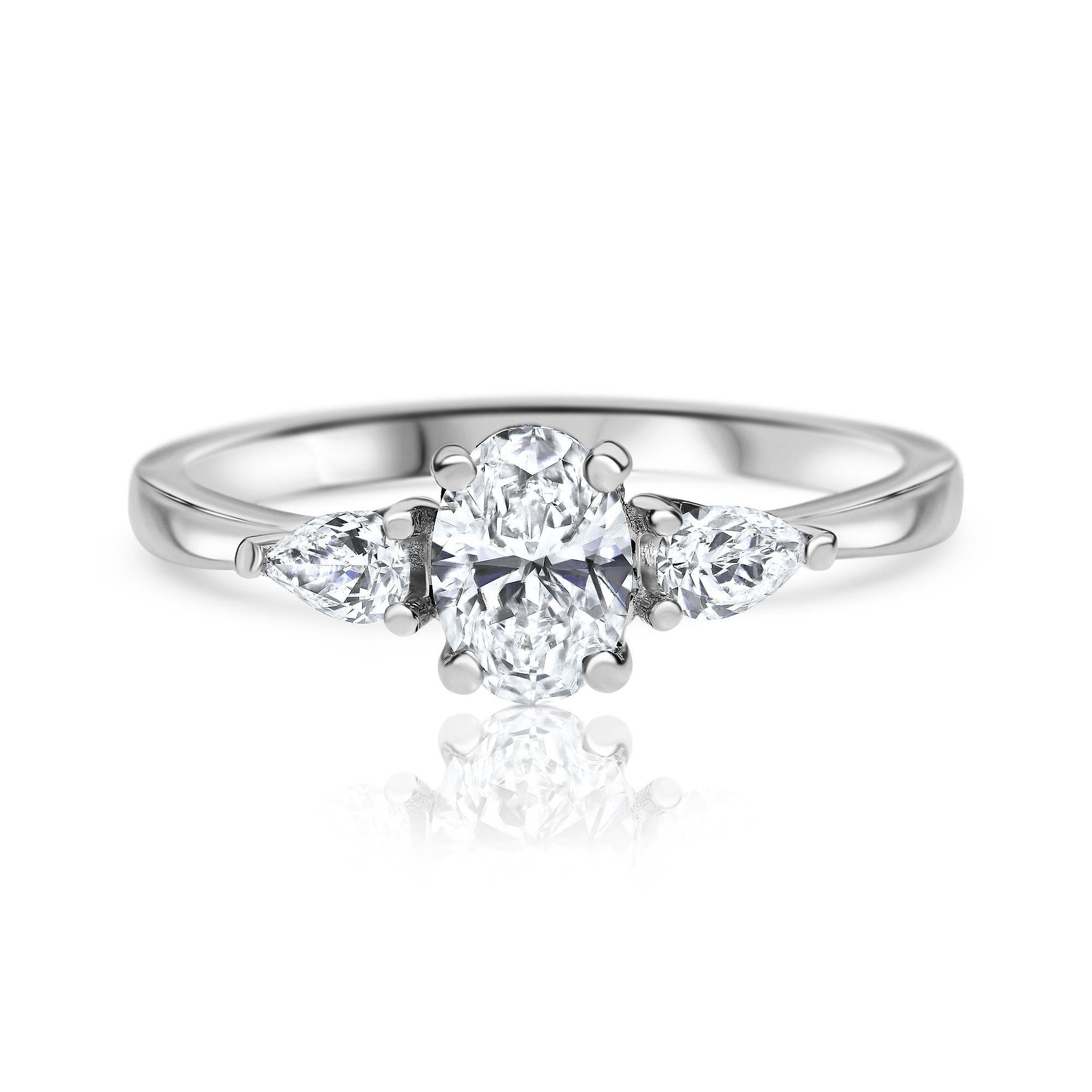 For Sale:  0.94 Carat Oval Diamond Ring in 14k White Gold GIA Certified, Shlomit Rogel 2