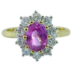 0.94 Carat Pink Sapphire and Diamond Ring, 18 Carat Gold