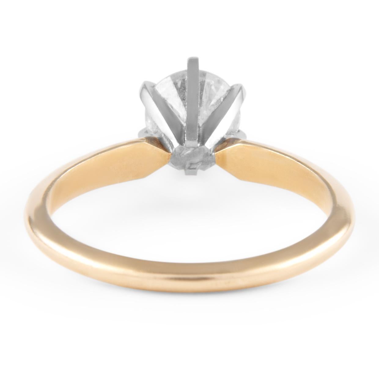 0,94 Karat Runder Brillant Diamantring 14 Karat zweifarbig im Zustand „Neu“ im Angebot in BEVERLY HILLS, CA