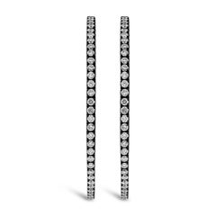 Roman Malakov 0.94 Carat Round Diamond Black Rhodium Hoop Earrings