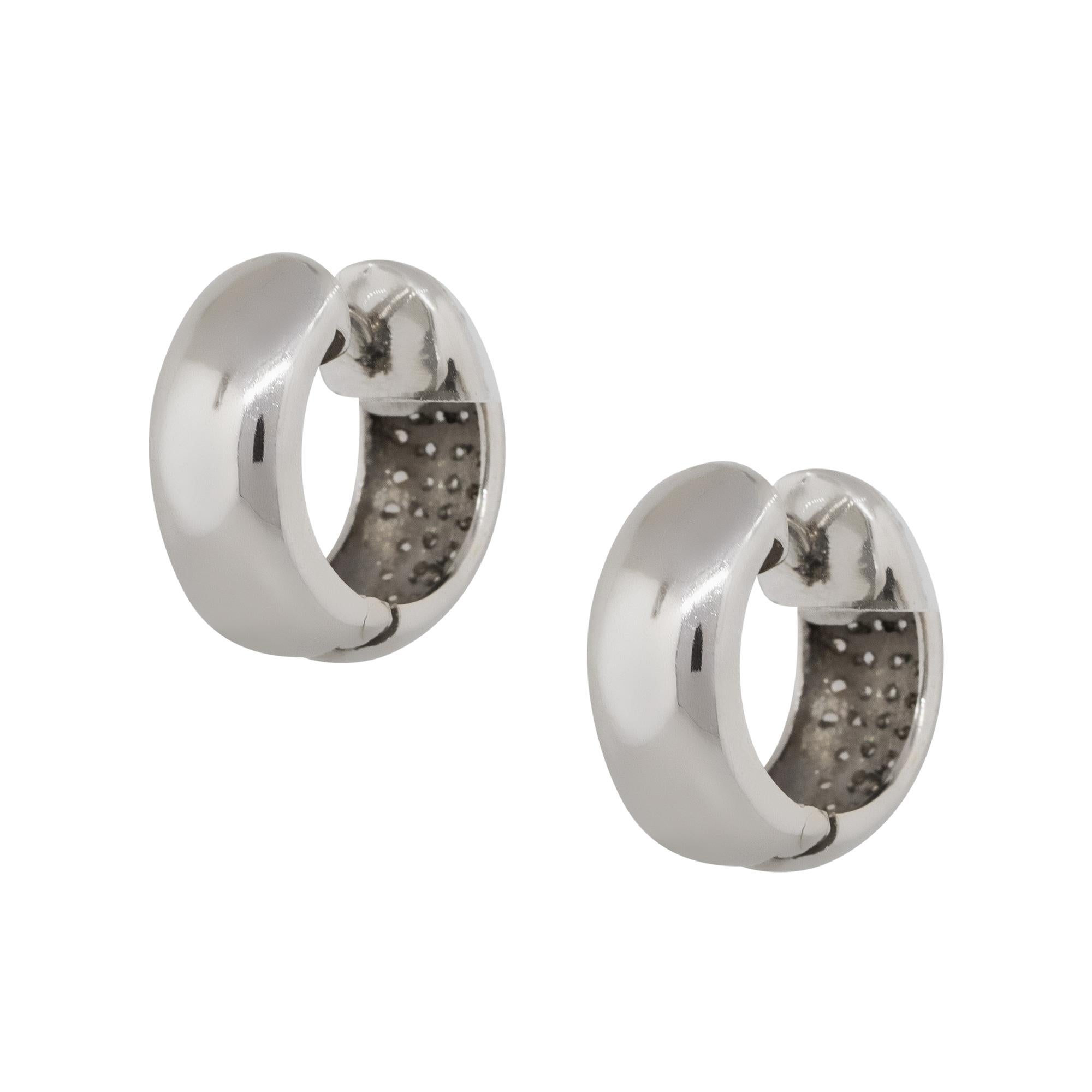 0,94 Karat runder Diamant Pave breite Huggie-Ohrringe 14 Karat (Rundschliff)