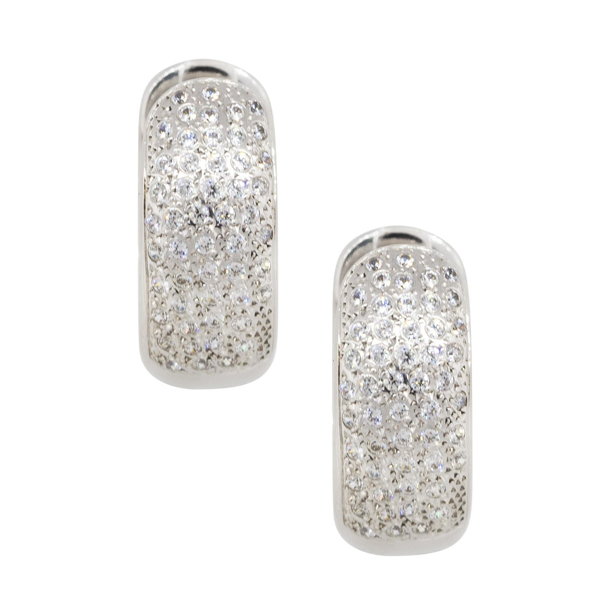 0.94 Carat Round Diamond Pave Wide Huggie Earrings 14 Karat For Sale