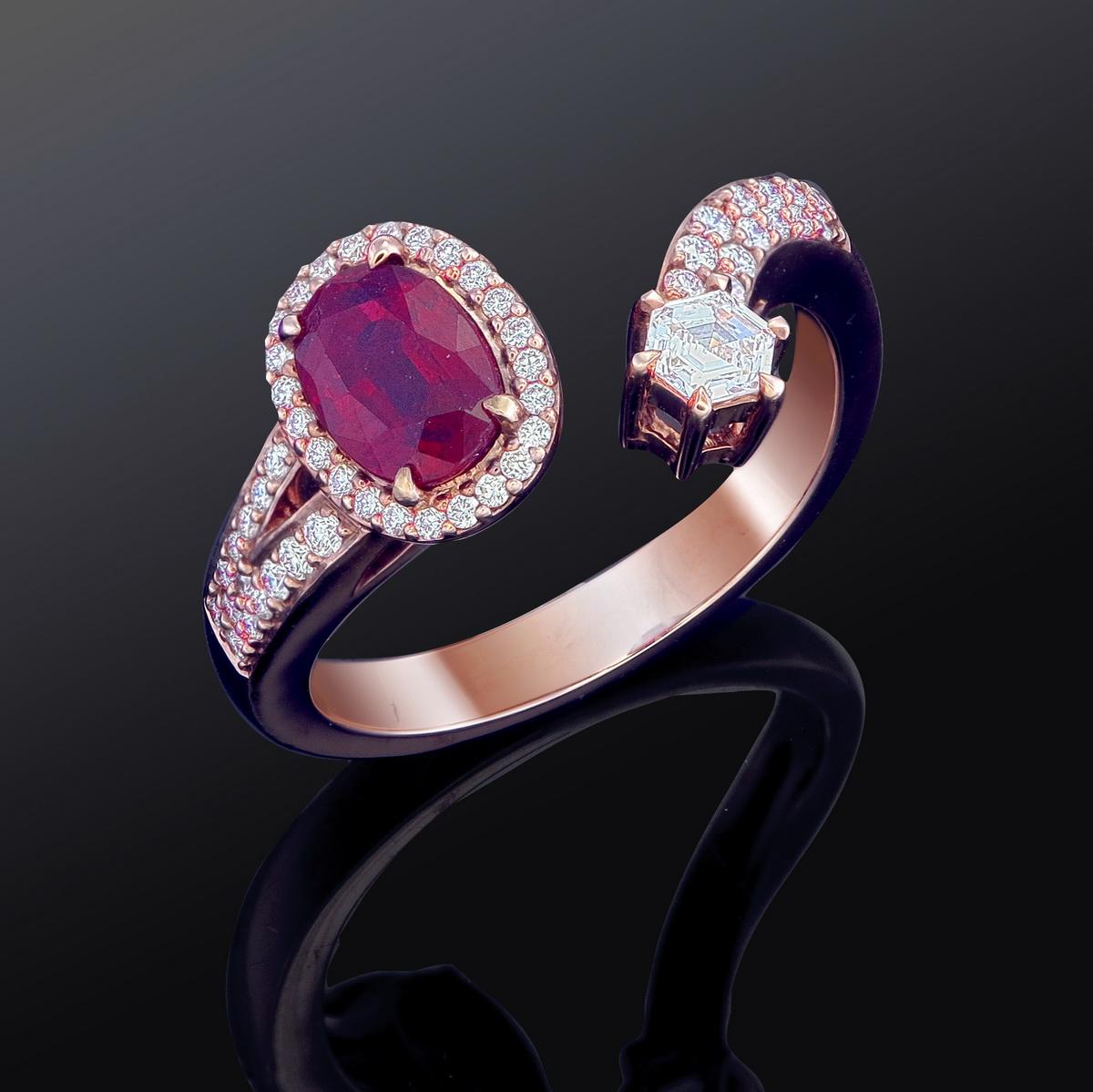 Taille ovale Bague en rubis 0,94 carat en vente