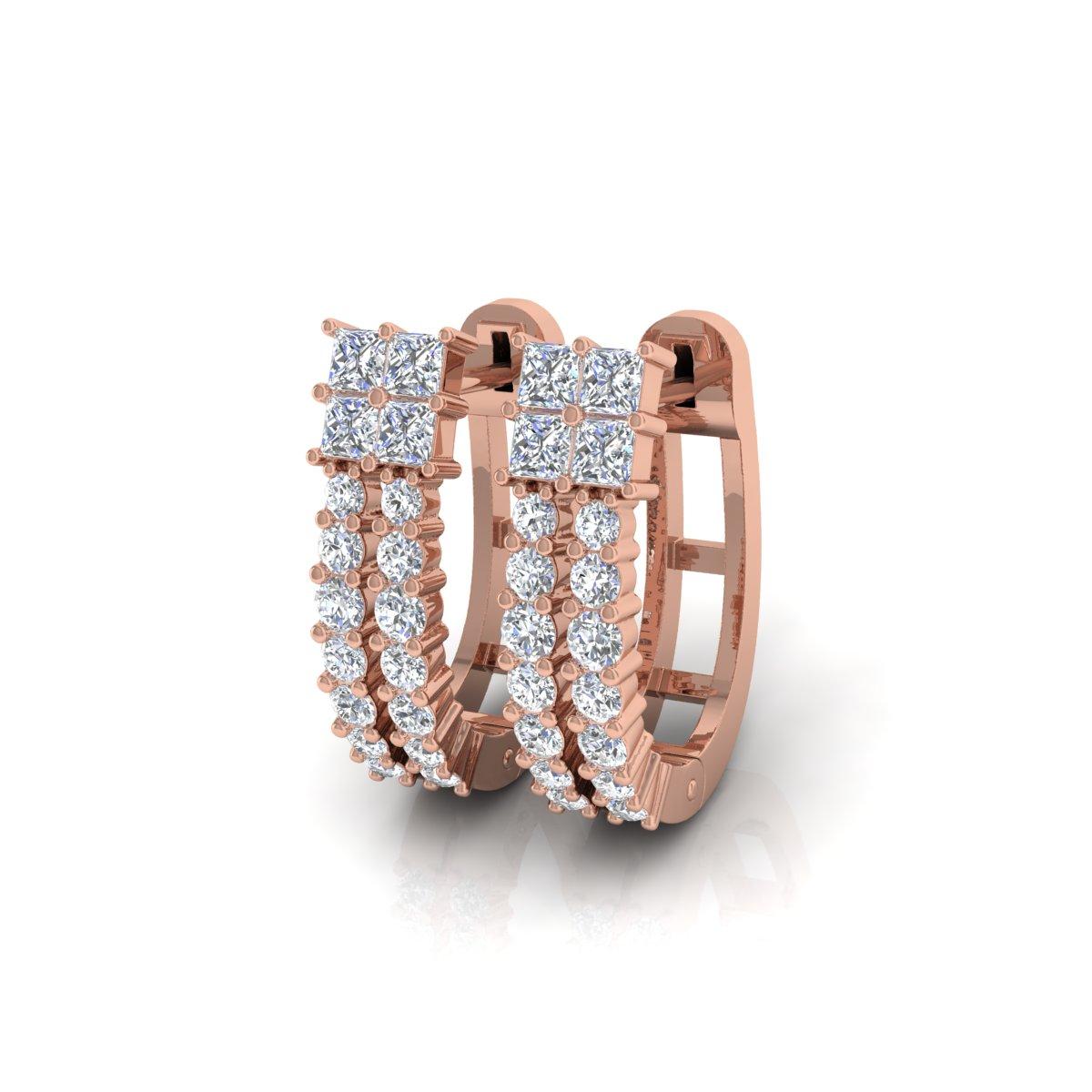 0,94 Karat SI/H Quadratische Diamant-Ohrringe aus 18 Karat Roségold mit rundem Brillantschliff (Moderne) im Angebot