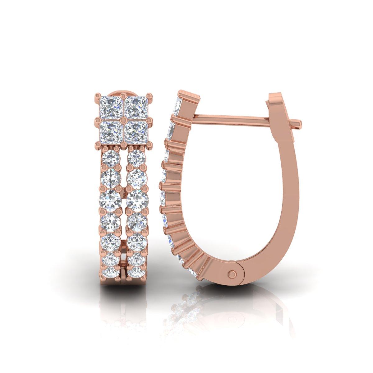 0,94 Karat SI/H Quadratische Diamant-Ohrringe aus 18 Karat Roségold mit rundem Brillantschliff im Zustand „Neu“ im Angebot in Diera, Dubai