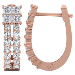 0,94 Karat SI/H Quadratische Diamant-Ohrringe aus 18 Karat Roségold mit rundem Brillantschliff
