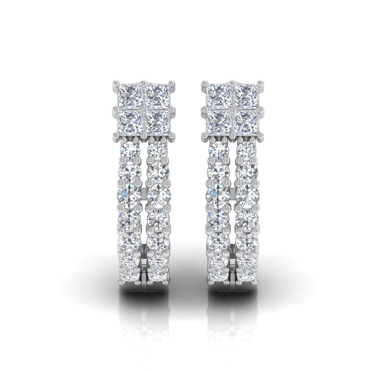 Pendientes de diamantes talla brillante redonda cuadrada SI/H de 0,94 quilates y oro blanco de 18 quilates Corte redondo en venta