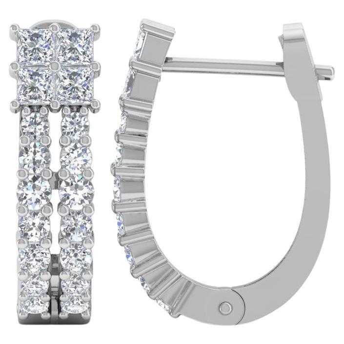 0,94 Karat SI/H Quadratische Diamant-Ohrringe im runden Brillantschliff 18 Karat Weißgold
