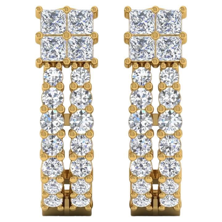 0.94 Carat SI/H Square Round Brilliant Cut Diamond Earrings 18 Karat Yellow Gold