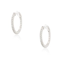 0.94 Carat Small Diamond Inside Out Hoop Earrings 14 Karat en Stock