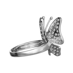 0.94 Carat White Diamond White Gold Butterfly Ring
