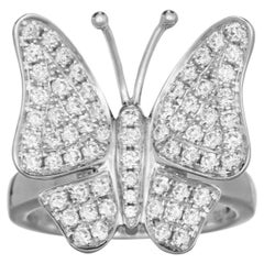 0,94 Karat Weißer Diamant Weißgold Schmetterlingsring aus Weißgold