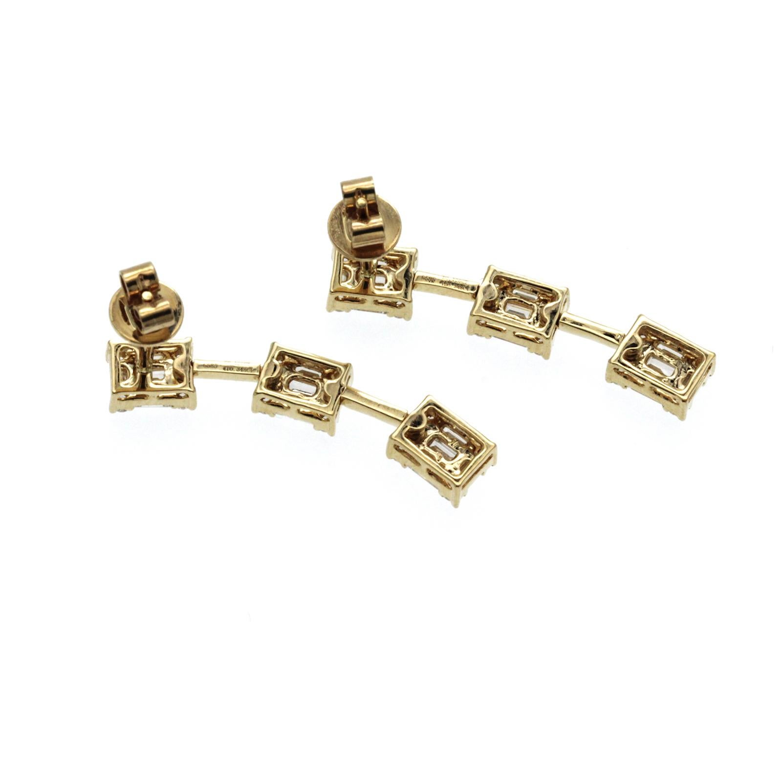 Pendants d'oreilles en or jaune 14 carats avec diamants de 0,94 carat Neuf - En vente à Los Angeles, CA