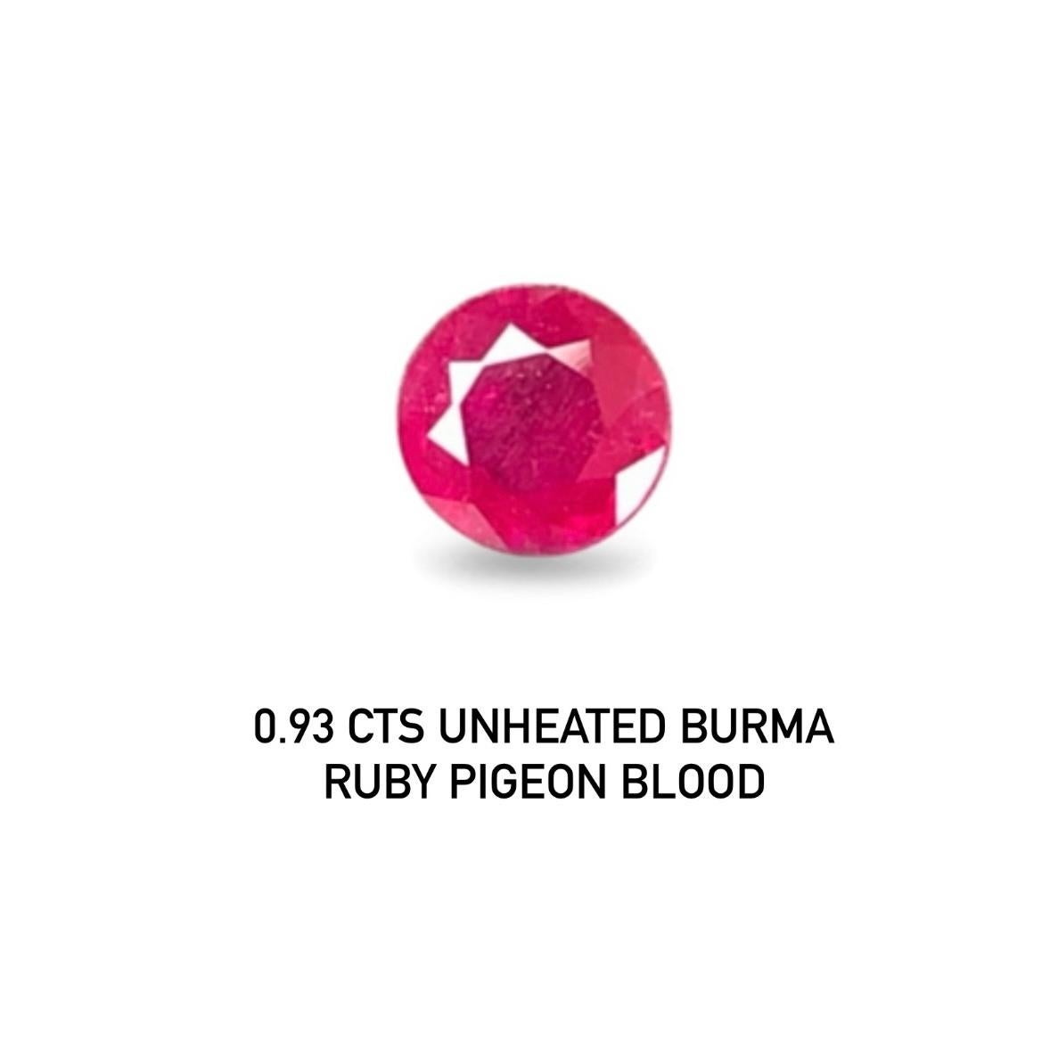 0,94 Ct Certificato Guild Rubino di Burma Non Riscaldato Colore sangue di piccione in vendita 2