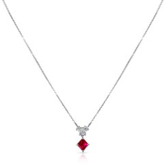 0.94 Ct. Ruby and 0.32 Ct. Diamonds Pendant Necklace, Platinum