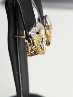0.94 cts Canary and White Diamond Heart Earrings
