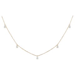 0.94 Cts Diamond Pear Charm Necklace in 18K Rose Gold