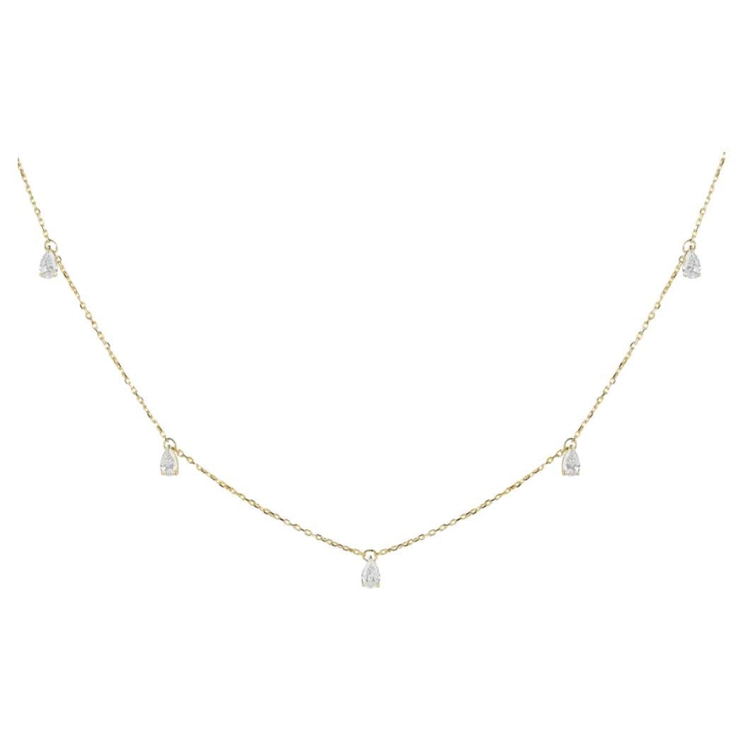 0,94 Karat Diamant Birnenförmige Charm-Halskette aus 18K Gelbgold
